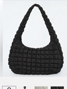 COS Big Quilted Puffer Hobo Bag - Black